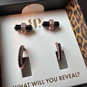 Black and Rose Gold Earrings Set